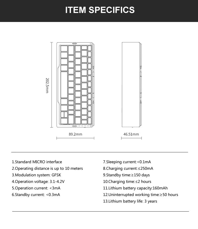 Mini Folding Bluetooth Keyboard
